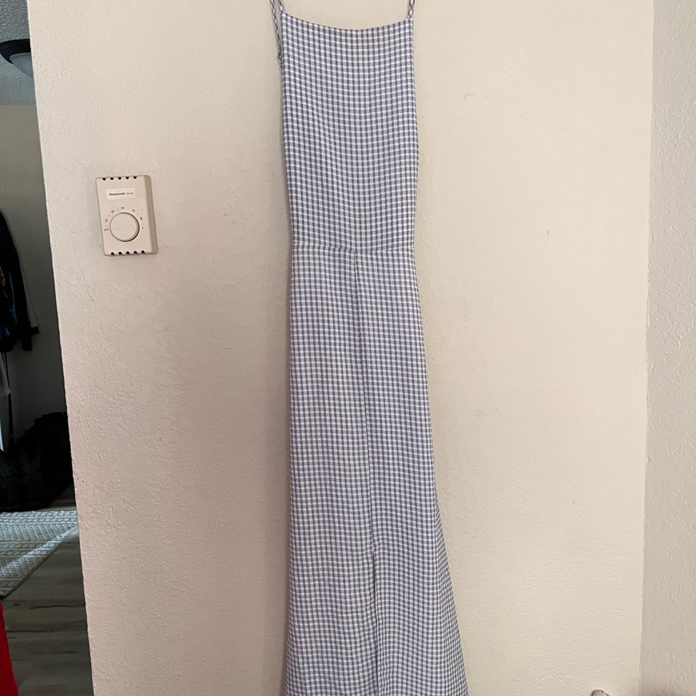 Blue Gingham Maxi Dress